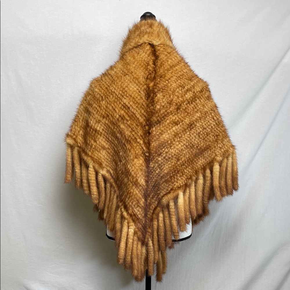 PAULA LISHMAN Limited Hand Knit Mink Fur Cape Poncho Wrap Shawl One Size - Picture 4 of 17